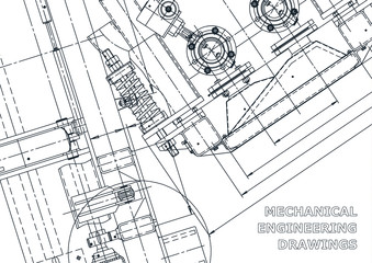 Blueprint. Vector engineering drawings. Mechanical instrument making. Technical abstract backgrounds. Technical illustration, cover, banner