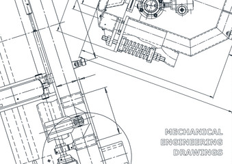 Blueprint. Vector engineering drawings. Mechanical instrument making. Technical background