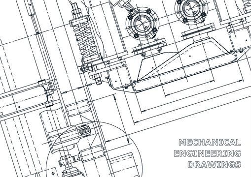 Blueprint. Vector engineering drawings. Mechanical instrument making. Technical abstract backgrounds. Technical illustration, cover