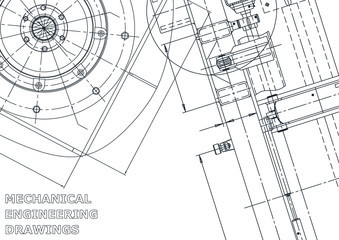 Blueprint. Vector engineering illustration. Cover, flyer, banner, background. Instrument-making