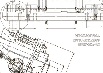 Computer aided design systems. Technical illustrations, background. Mechanical
