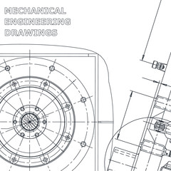 Blueprint, Sketch. Vector engineering illustration. Cover, flyer, banner, background. Instrument-making drawing. Mechanical. Corporate Identity