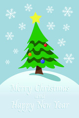 Greeting card with Christmas tree
