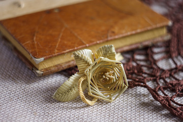 Boutonniere made out of straw. Rustic boutonniere