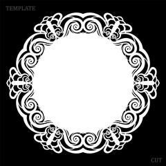 Lace round paper doily, lacy snowflake, greeting element, laser cut  template, doily to decorate the cake,  vector illustrations.