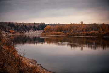 sunset over river