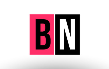 pink black white alphabet letter bn b n logo combination icon design