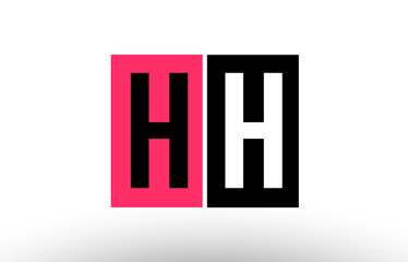 pink black white alphabet letter hh h h logo combination icon design