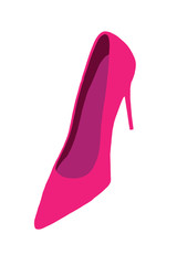 Fashionable female high heels. An abstract red elegant high-heeled female shoe isolated on a white background. Illustration.