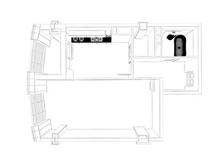 3d rendering of furnished home apartment, isolated