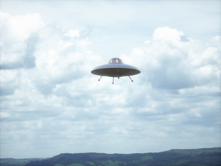 Unidentified flying object. Unidentified object with retro style, old design.