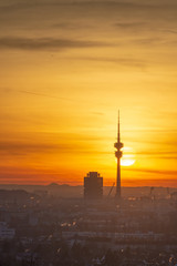 Sunset Munich Olympiatower