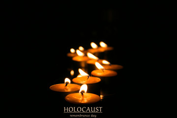 Candles in the dark. Memorial, hope, remembrance day - obrazy, fototapety, plakaty