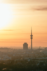 Sunset Munich Olympiatower