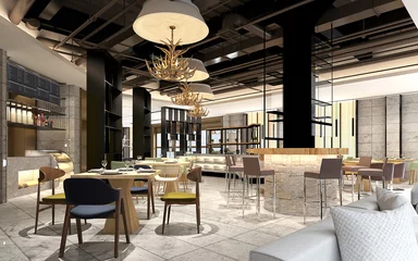 Aluminium Prints Restaurant 3d render of restaurant interior