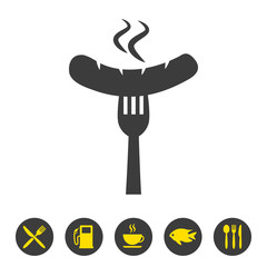 Fototapeta premium Sausage icon on white background.