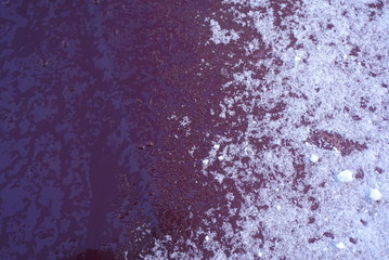 the snow that melts on the metal surface