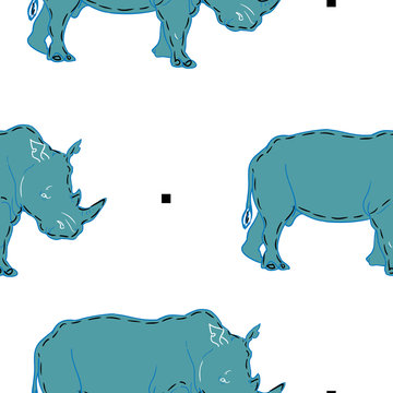 Rhino vector seamless pattern.