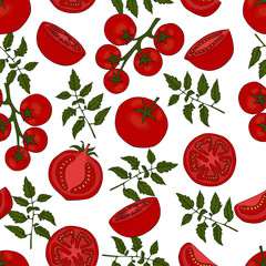 seamless pattern. tomato in different types. endless ornament. hand-drawn. vector illustration.