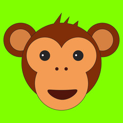 Fototapeta premium Monkey head in cartoon flat style.