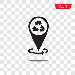 Icon representing recycling location icon vector isolated on white background.