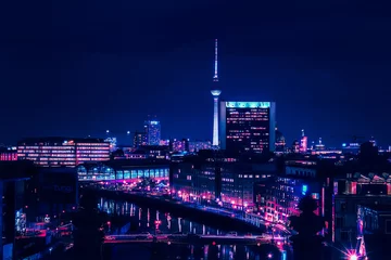 Fotobehang Berlijn De skyline van Berlijn in de nacht