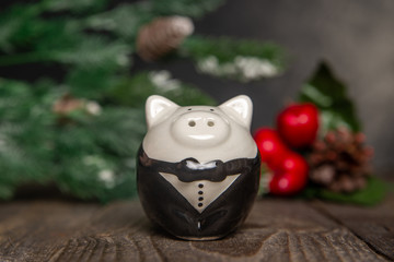 porcelain figurines of Christmas pigs