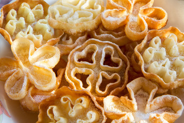 Culinary background, sweet pastry cookies on a plate