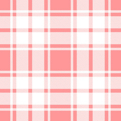 Seamless plaid, tartan, check pattern pink and white. Design for wallpaper, fabric, textile, wrapping. Simple background