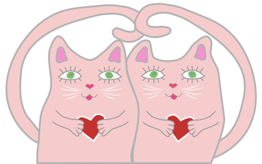 Valentine's day card with couple of cute cats.