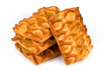 Puff pastry with pineapple on white background isolated