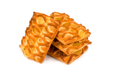 Puff pastry with pineapple on white background isolated