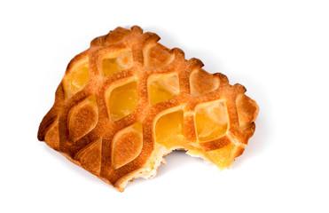 Homemade puff with pineapple on white background