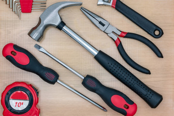 Topview of household hand tools