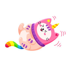 Cute cartoon vector doodle cat.