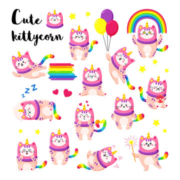 Cute cartoon vector doodle cats
