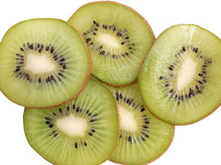 Fototapeta premium Green raw fruit kiwi on white background