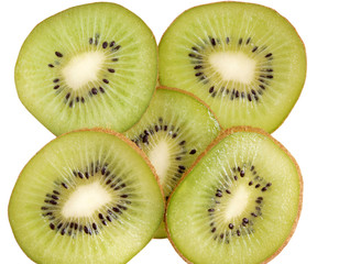 Fototapeta premium Green raw fruit kiwi on white background
