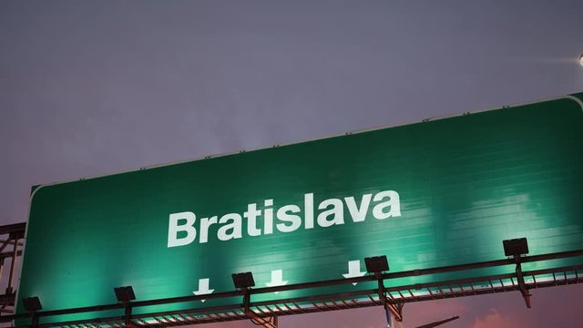 Airplane Landing Bratislava during a wonderful sunrise