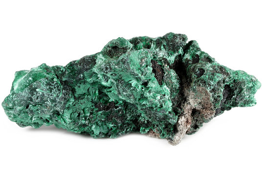 malachite from the Republic of Zambia, Africa isolated on white background