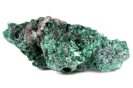 malachite from the Republic of Zambia, Africa isolated on white background