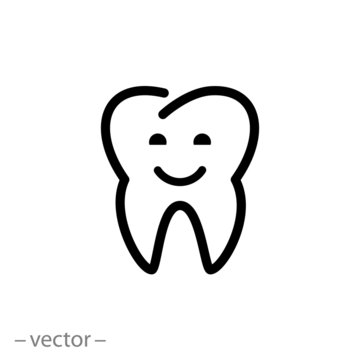 tooth, smile, icon, line sign, vector illustration