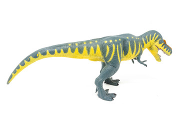 Plastic Yellow Blue Tyrannosaurus Rex Dinosaur Toy (Side 1)
