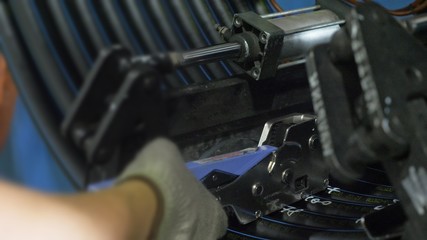 Roll threading coil pipe. Manufacture of plastic water pipes to the factory. Process of making...