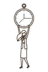 businesswoman with clock avatar character
