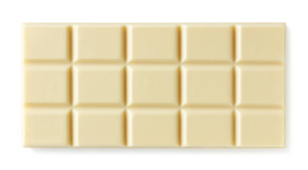 White chocolate bar isolated on white background
