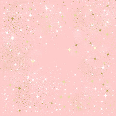 Pink and gold abstract background designed with stars and sparkles 