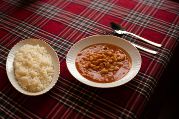 Kuru Fasulye Pilav, Baked White Beans, Traditional Turkish Food