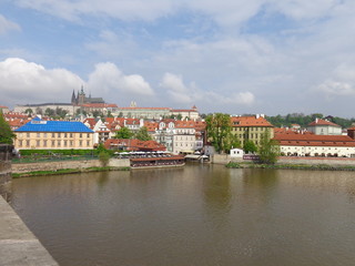 Obraz premium View of Prague Embankment from Charles Bridge