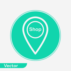 Shop location pin vector icon sign symbol